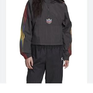 adidas Trefoil Rainbow Fade Cropped Track Half-Zip Pullover Jacket Women’s M